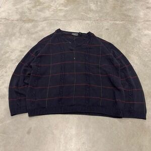 Vintage 90s y2k navy grandpa sweater oversized